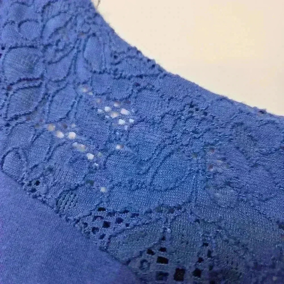 Express Peplum Tank Top Blue Lace Detail Zip Back Size Large - Picture 5 of 6